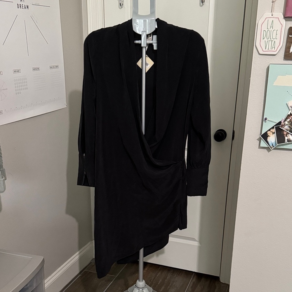 Haute Hippie Black Silk Asymmetrical Dress